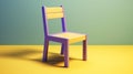 Blue and purple wooden chair on light purple background