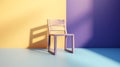 Blue and purple wooden chair on light purple background