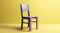 Blue and purple wooden chair on light purple background