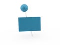 Blue push pin concept with banner rendered Royalty Free Stock Photo