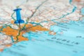 Blue pushpin showing Dublin location on the map Royalty Free Stock Photo