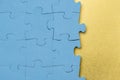 Blue puzzle frame with golden background