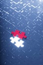 Blue puzzle with one red piece Royalty Free Stock Photo