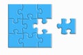 Blue puzzle with shadows on a white background Royalty Free Stock Photo