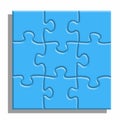 Blue puzzle with shadows on a white background Royalty Free Stock Photo