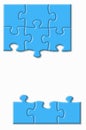 Blue puzzle with shadows on a white background Royalty Free Stock Photo