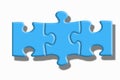 Blue puzzle with shadows on a white background Royalty Free Stock Photo