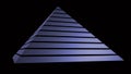 Blue pyramid isolated on black. 3D rendering Royalty Free Stock Photo