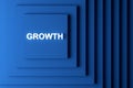 Blue pyramid stairs with the word growth on top. Business growth and success concept. 3D rendering Royalty Free Stock Photo