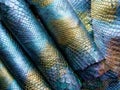 Blue python skin snake.