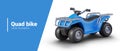 Blue quad bike with four big wheels. Realistic vehicle for travel, entertainment, racing Royalty Free Stock Photo
