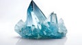 blue quartz crystal on the white background. Isolated with clipping path