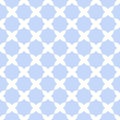 Blue quatrefoil lattice pattern.