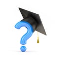 Blue question and graduation cap Royalty Free Stock Photo