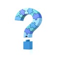 Blue question mark puzzle 3d illustration Royalty Free Stock Photo