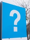 Blue question mark sign, tourist information center, Montreal, Quebec, Canada