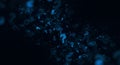 Blue question marks float on a dark background, creating a dynamic, swirling