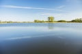 Blue lake and sky separated by a horizon Royalty Free Stock Photo