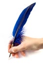 Blue quill pen Royalty Free Stock Photo