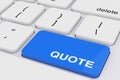 Blue Quote Key on a White PC Keyboard. 3d Rendering