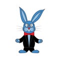 Blue rabbit in a tuxedo in vector EPS Royalty Free Stock Photo