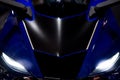 Blue racing motorcycle Royalty Free Stock Photo