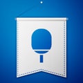 Blue Racket for playing table tennis icon isolated on blue background. White pennant template. Vector Royalty Free Stock Photo