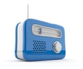 Blue radio 3D. Retro style. On white background