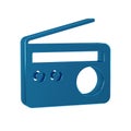 Blue Radio with antenna icon isolated on transparent background.