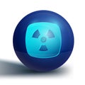 Blue Radioactive icon isolated on white background. Radioactive toxic symbol. Radiation hazard sign. Blue circle button