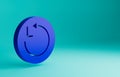 Blue Radius icon isolated on blue background. Minimalism concept. 3D render illustration Royalty Free Stock Photo