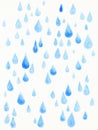 Blue raindrop by water color on white background