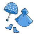 Blue rainy weather clothes collection