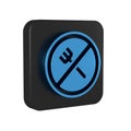 Blue Ramadan fasting icon isolated on transparent background. Religious fasting. Black square button.