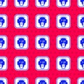 Blue Rapper icon isolated seamless pattern on red background. Vector