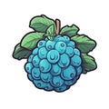 Blue Raspberry In Cartoon Style Stiker On White Background On Isolated Transparent Background, Png, Logo. Generative AI