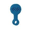 Blue Rattle baby toy icon isolated on transparent background. Beanbag sign.