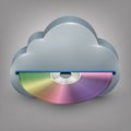 Blue-ray, DVD or CD disc with cloud Royalty Free Stock Photo