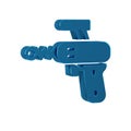 Blue Ray gun icon isolated on transparent background. Laser weapon. Space blaster.