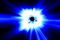 Blue rays, big plasma blast. Illustration