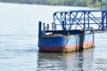 blue and read ship jetty Royalty Free Stock Photo