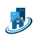 Blue real estate house logo Royalty Free Stock Photo