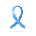 Blue realistic AIDS ribbon icon on white