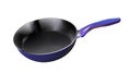 Blue realistic metal frying pan with a non-stick coating, isolated on white. Vector Royalty Free Stock Photo