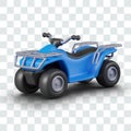 Blue realistic quad bike on white background. Detailed isolated image of ATV Royalty Free Stock Photo