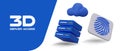 Blue realistic server, cloud, fingerprint. Secure data storage. Personalized access and control