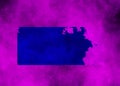 Blue rectangle on pink nebula background Royalty Free Stock Photo