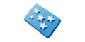Blue rectangular object with five white 3d stars isolated on transparent background Royalty Free Stock Photo