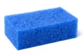 A blue rectangular sponge on a white isolated background