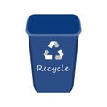 Blue Recycle Bin with Examples for the Separation and Utilize of Garbage. Saving Of The Environment Vector illustration